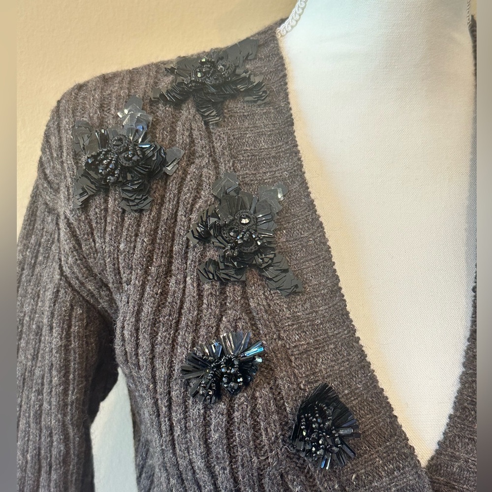 Prada 2009 Archive Wool Beaded Floral Cropped Cardigan IT 38 XS - Picture 5 of 12